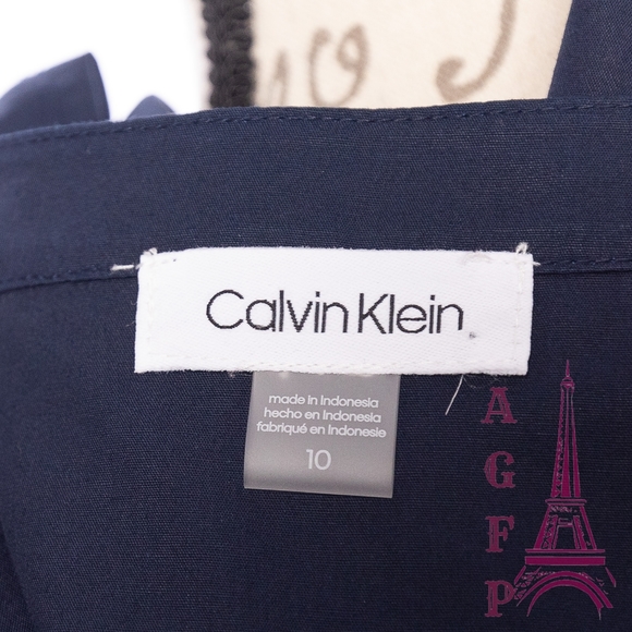 Calvin Klein maxi sleeveless flounce navy dress - Picture 10 of 11